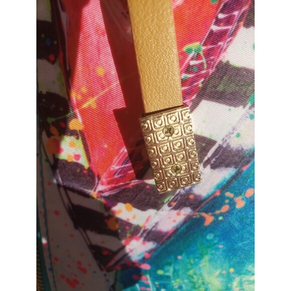 Leoma Lovegrove Art Double Hearts & Palms Crossbody Bag Pink Blue Painted EUC - Picture 9 of 16